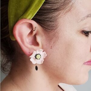 Anemone Flower Earrings with Tourmaline